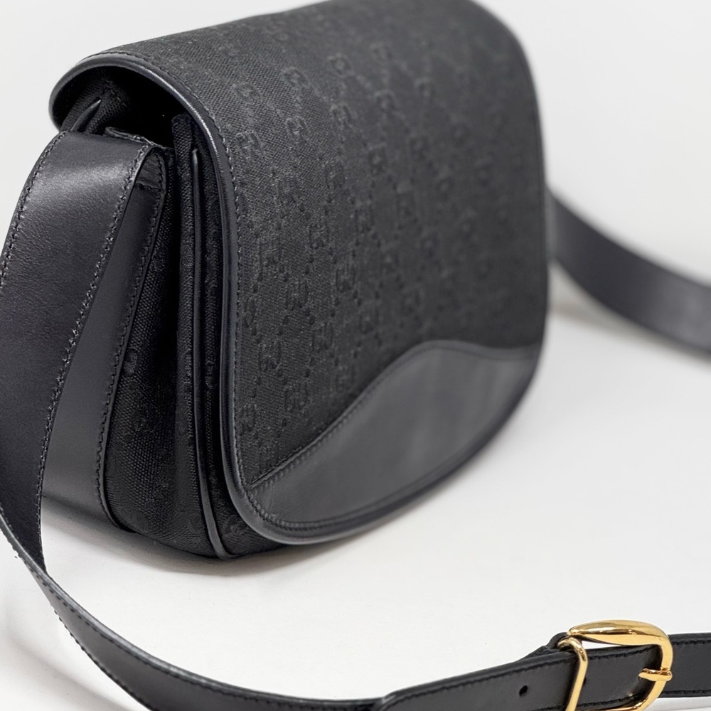 💯 Authentic GUCCI vintage monogram Print Black Shoulder Bag - Picture 5 of 11